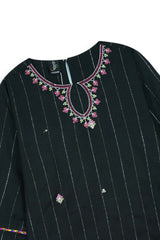 Black Embroidered Cotton Suit with Gharara for Girls | Festive 3-Piece Eastern Wear