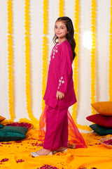 Girls Embroidered 3-Piece checked Suit – Winter Cotton