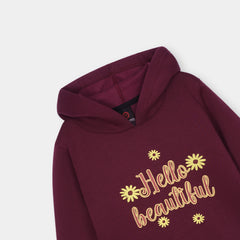 Girls Printed Soft Cotton Fleece Hoodie