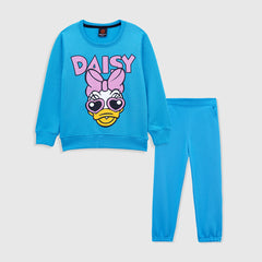 Girls Soft Cotton Daisy Duck Printed Fleece Tracksuit