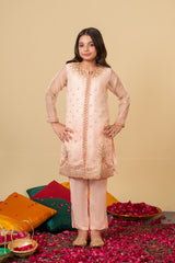 Blush Bloom Organza Suit – Elegant Pastel Festive Wear for Girls