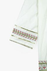 Girls Embroidered Cotton Suit with Net Dupatta – 3 Piece Set