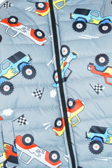 Kids Monster Truck Print Puffer Jacket – Ultra Warm Winter Wear