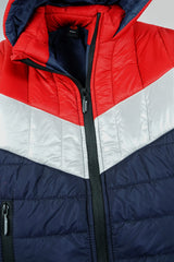 Red & Navy Kids Puffer Jacket | Warm Winter Hooded Puffer Jacker