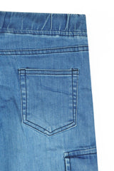 Girls 8-Pocket Light Blue Wide Leg Jeans – 100% Cotton Stretch Denim