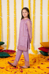 Lilac Dream Organza Suit – Elegant Festive Wear for Girls