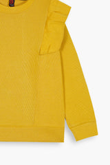 Cherry yellow Quilted Ruffle Suit for Girls | Winter 2-Piece Set