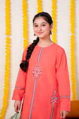 Chandni Cotton 3 Pcs Suit Multihead Embroidery with Net Dopata