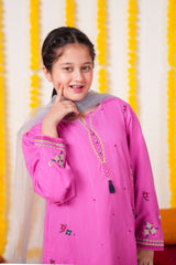 Girls Embroidered Cambric Cotton Suit | 3-Piece Eastern Wear with Dupatta | Winter Collection