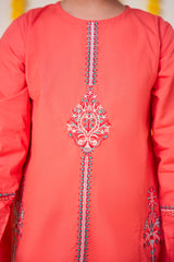 Chandni Cotton 3 Pcs Suit Multihead Embroidery with Net Dopata