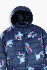 Kids Stitch Cartoon Character Puffer Jacket – Ultra Warm Winter Outerwear