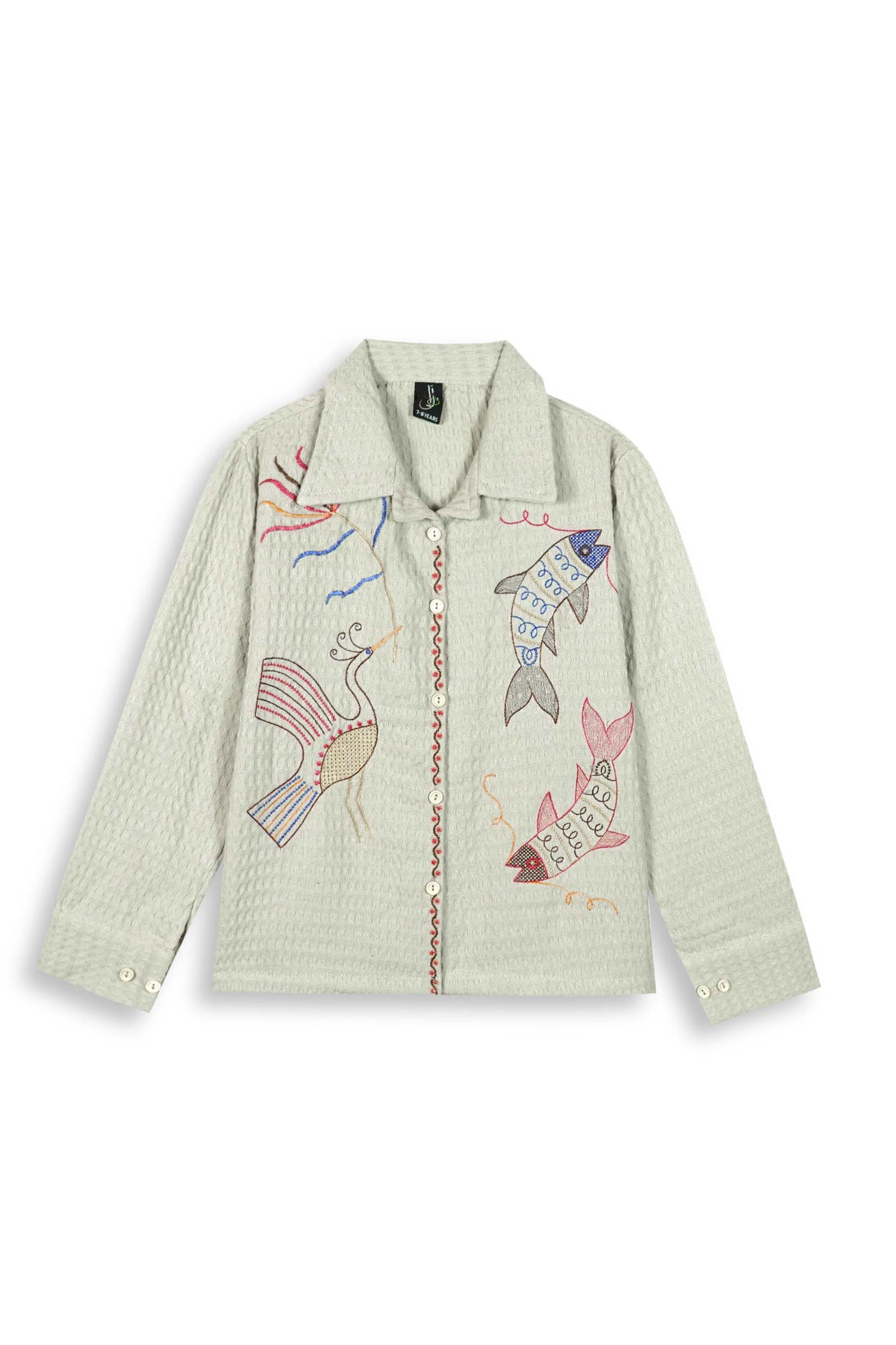Embroidered Jacquard Shirt | Stylish Winter Wear (Grey)