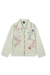 Embroidered Jacquard Shirt | Stylish Winter Wear (Grey)