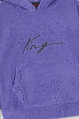 Kids "KING" Fur Hoodie – Ultra Soft Winter Wear Purple