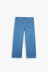 Kids Stitch Embroidered Denim Pants | Wide-Leg Blue Jeans