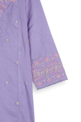 Girls Lavender Cambric Cotton Winter Suit with Gold Tilla Embroidery & Tulip Trouser