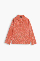 Jacquard Fabric Embroidered Shirt – Terracotta Orange | Onion Outfits