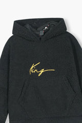 Kids "KING" Fur Hoodie – Ultra Soft Winter Wear Black