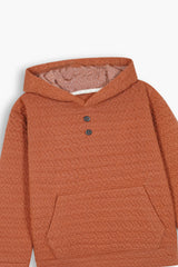 Kids Quilted Brown Tracksuit | 2-Piece Hoodie & trouser Set | Winter Cotton Outfit