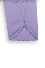 Girls Lavender Cambric Cotton Winter Suit with Gold Tilla Embroidery & Tulip Trouser