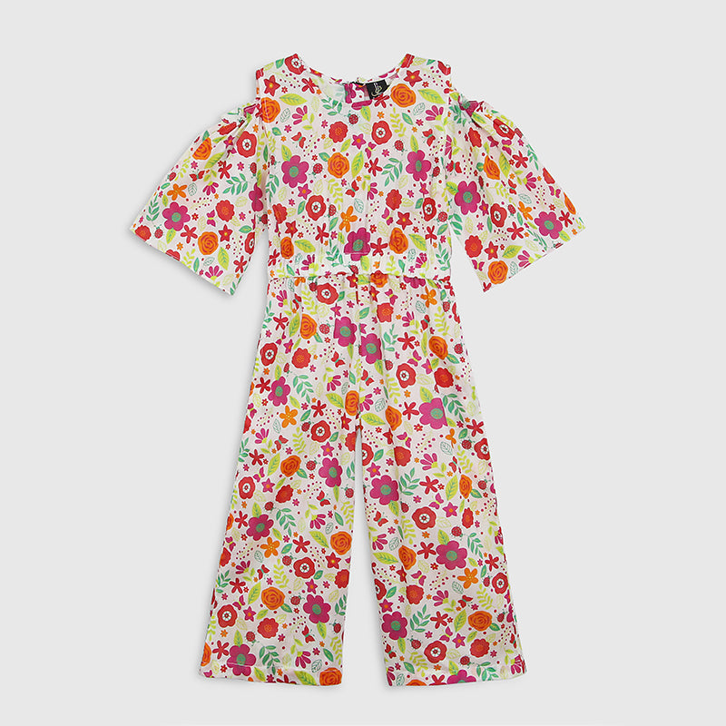Fashion All Over Digital Printed Soft Cotton Frill Jumpsuit