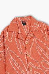 Jacquard Fabric Embroidered Shirt – Terracotta Orange | Onion Outfits