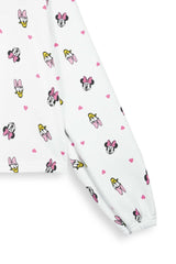 Minnie & Daisy Printed Fleece Tracksuit | Girls Short Body Hoodie & Wide Leg Trouser