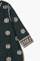 Girls Black Cotton Sequin Embroidered Ethnic Suit with Net Dupatta – Festive & Party Wear