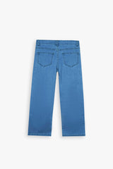Kids Snoopy Embroidered Denim Pants | Wide-Leg Blue Jeans