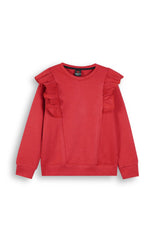 Cherry Red Quilted Ruffle Suit for Girls | Winter 2-Piece Set