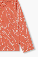 Jacquard Fabric Embroidered Shirt – Terracotta Orange | Onion Outfits