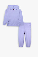 Kids Quilted Lilac Tracksuit | 2-Piece Hoodie & Jogger Set | Winter Cotton Outfit