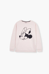 Minnie Mouse Girls Sweatshirt – Soft Pink | 100% Terry Cotton