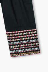 Girls Black Cotton Sequin Embroidered Ethnic Suit with Net Dupatta – Festive & Party Wear