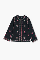 Black Jacquard Embroidered Shirt – Elegant Winter Wear for Girls
