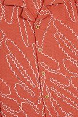 Jacquard Fabric Embroidered Shirt – Terracotta Orange | Onion Outfits