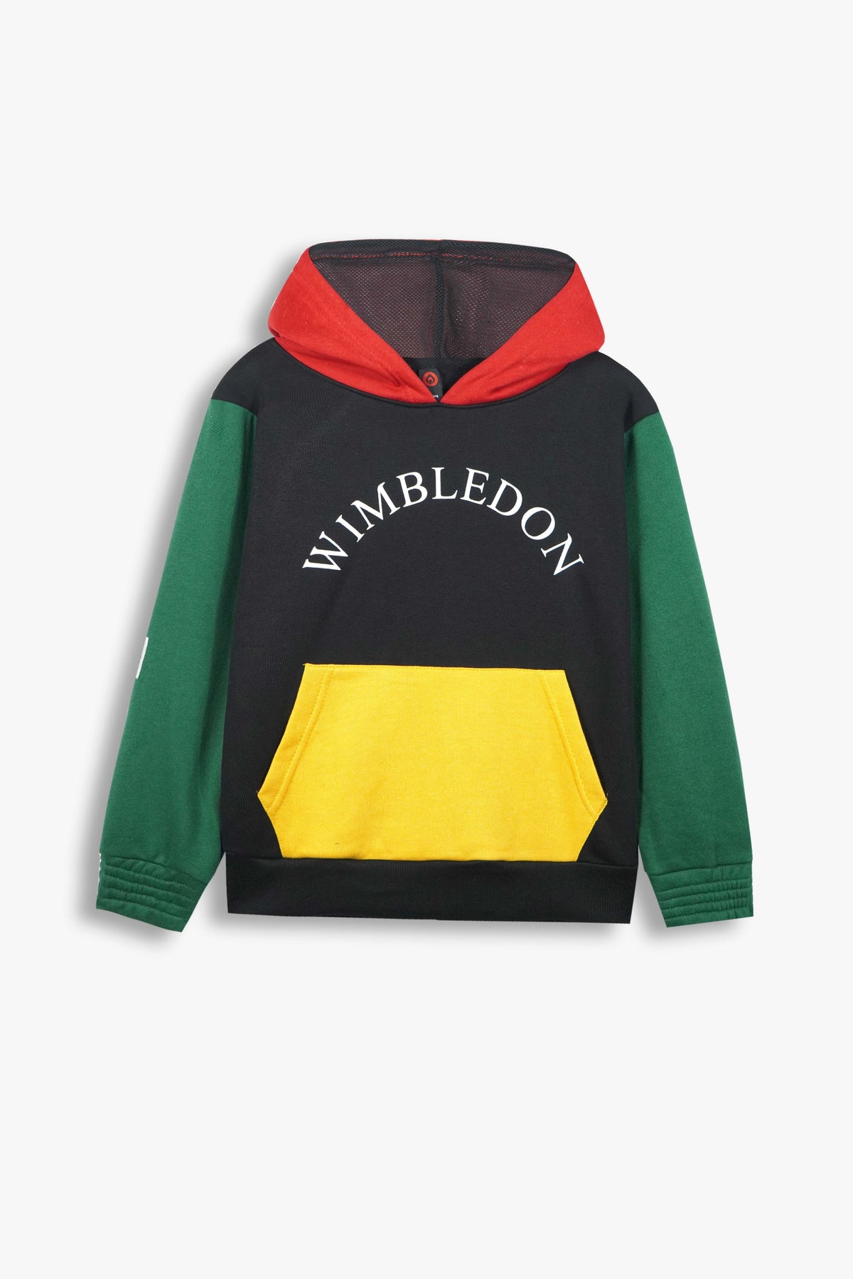 Kids Wimbledon Color-Block Fleece Hoodie – Black, Green & Yellow