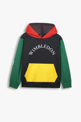 Kids Wimbledon Color-Block Fleece Hoodie – Black, Green & Yellow