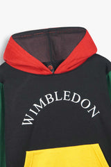 Kids Wimbledon Color-Block Fleece Hoodie – Black, Green & Yellow