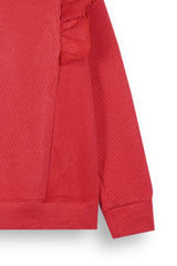 Cherry Red Quilted Ruffle Suit for Girls | Winter 2-Piece Set