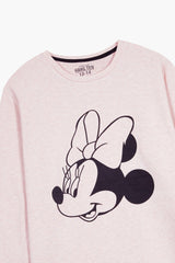 Minnie Mouse Girls Sweatshirt – Soft Pink | 100% Terry Cotton