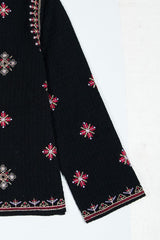 Black Jacquard Embroidered Shirt – Elegant Winter Wear for Girls