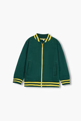 Unisex Green & Yellow Kids Cotton Fleece Jacket | Onion Outfits