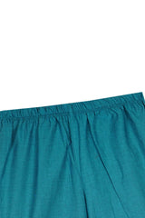 Girls Teal Blue peplum with culottes Embroidered 3-Piece Suit – 100% Cotton Winter Wear