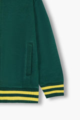 Unisex Green & Yellow Kids Cotton Fleece Jacket | Onion Outfits