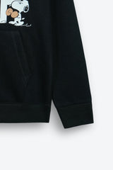 Snoopy Kids Zip-Up Hoodie – Black | 100% Cotton Fleece