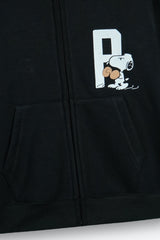 Snoopy Kids Zip-Up Hoodie – Black | 100% Cotton Fleece