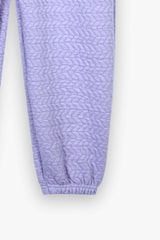 Kids Quilted Lilac Tracksuit | 2-Piece Hoodie & Jogger Set | Winter Cotton Outfit