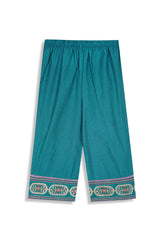 Girls Teal Blue Embroidered 3-Piece Suit – 100% Cotton Winter Wear