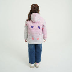 Girls Premium Quality Heart Printed Zipper Hoodie Jacket